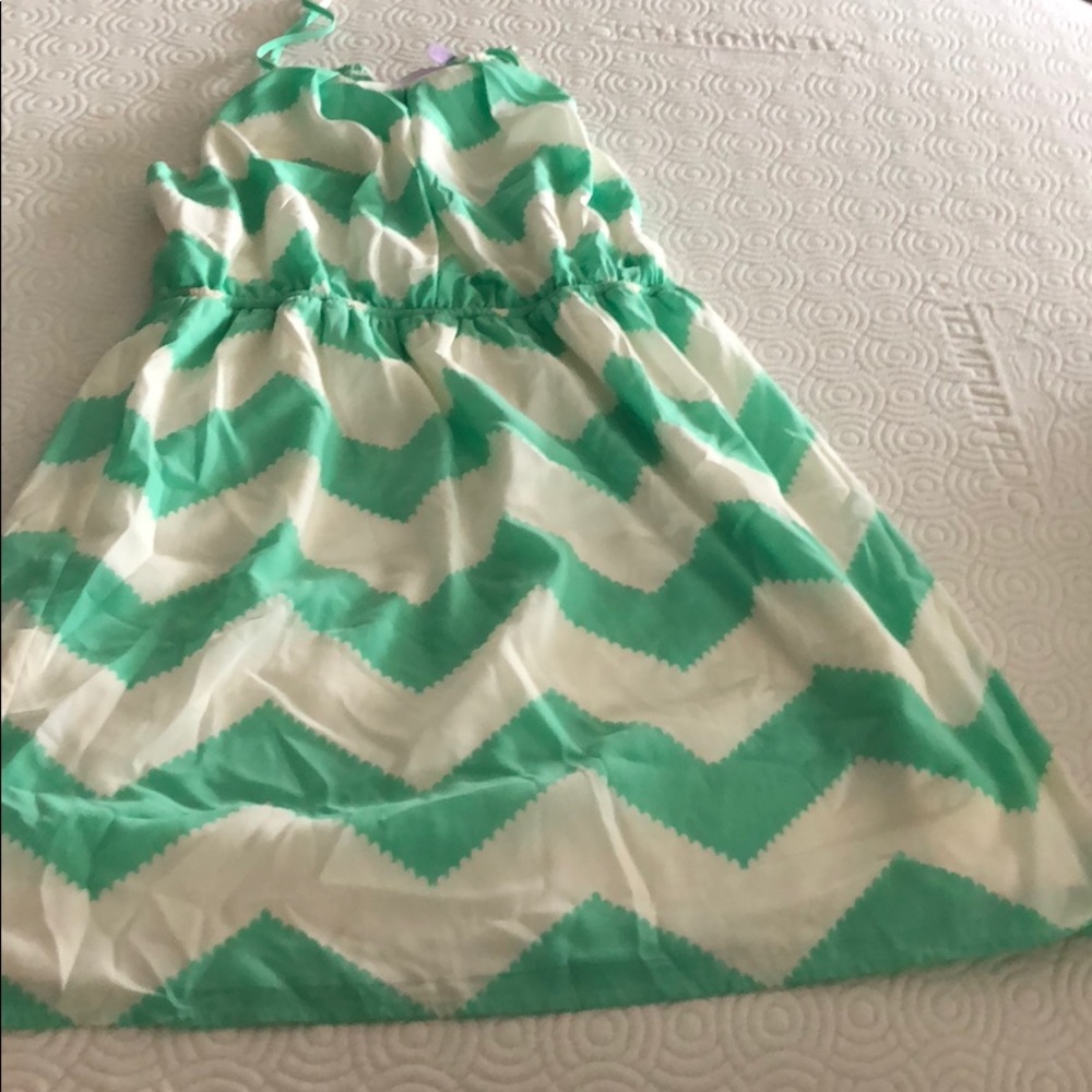 Chevron styled mint green and white dress!